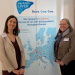 Dr Nora Cazzagon and Martine Walmsley pose for a phone while attending the ERN-RARE-LIVER Annual Members' Meeting.