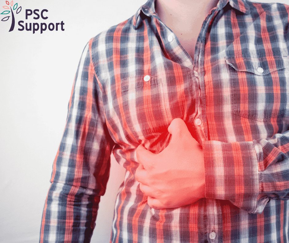 person holding liver in pain